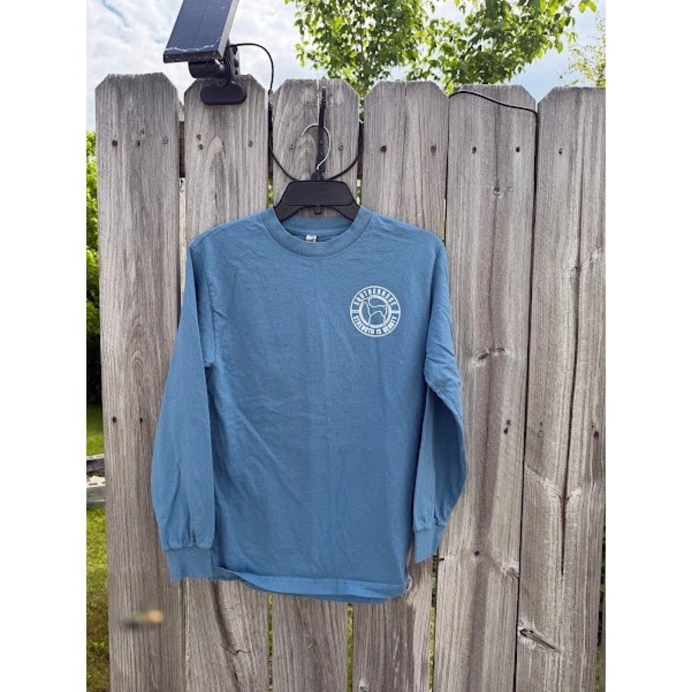Southern Doe Womens Long Sleeve Graphic T-Shirt Blue Happiness Who Bait Small